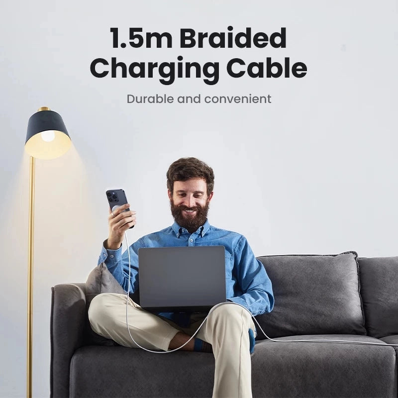 UGREEN QI2 15W WIRELESS MAGNETIC CHARGER WITH FAST CHARGING / MAGNETIC / ANTI SLIP - WHITE