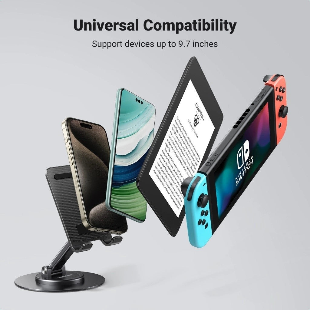 UGREEN Stand Desk Swivel 360° Rotating Phone Holder Height Adjustable Foldable Portable Travel Mount
