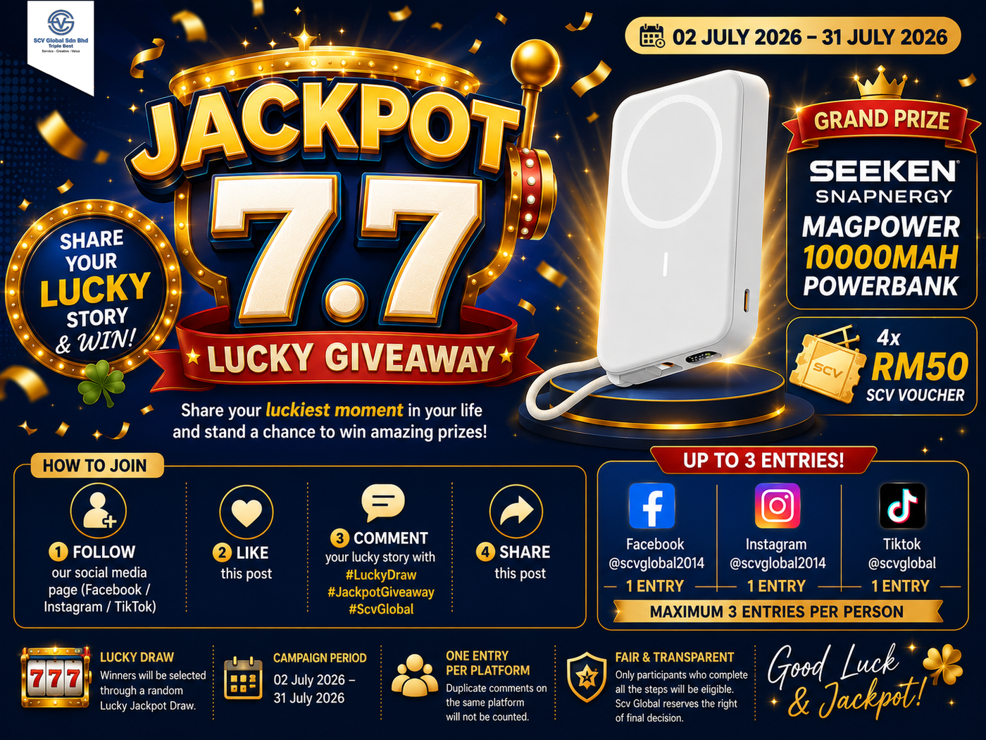 July Campaign | Lucky Jackpot 7.7 Giveaway | Win 10000mAh Magsafe Powerbank