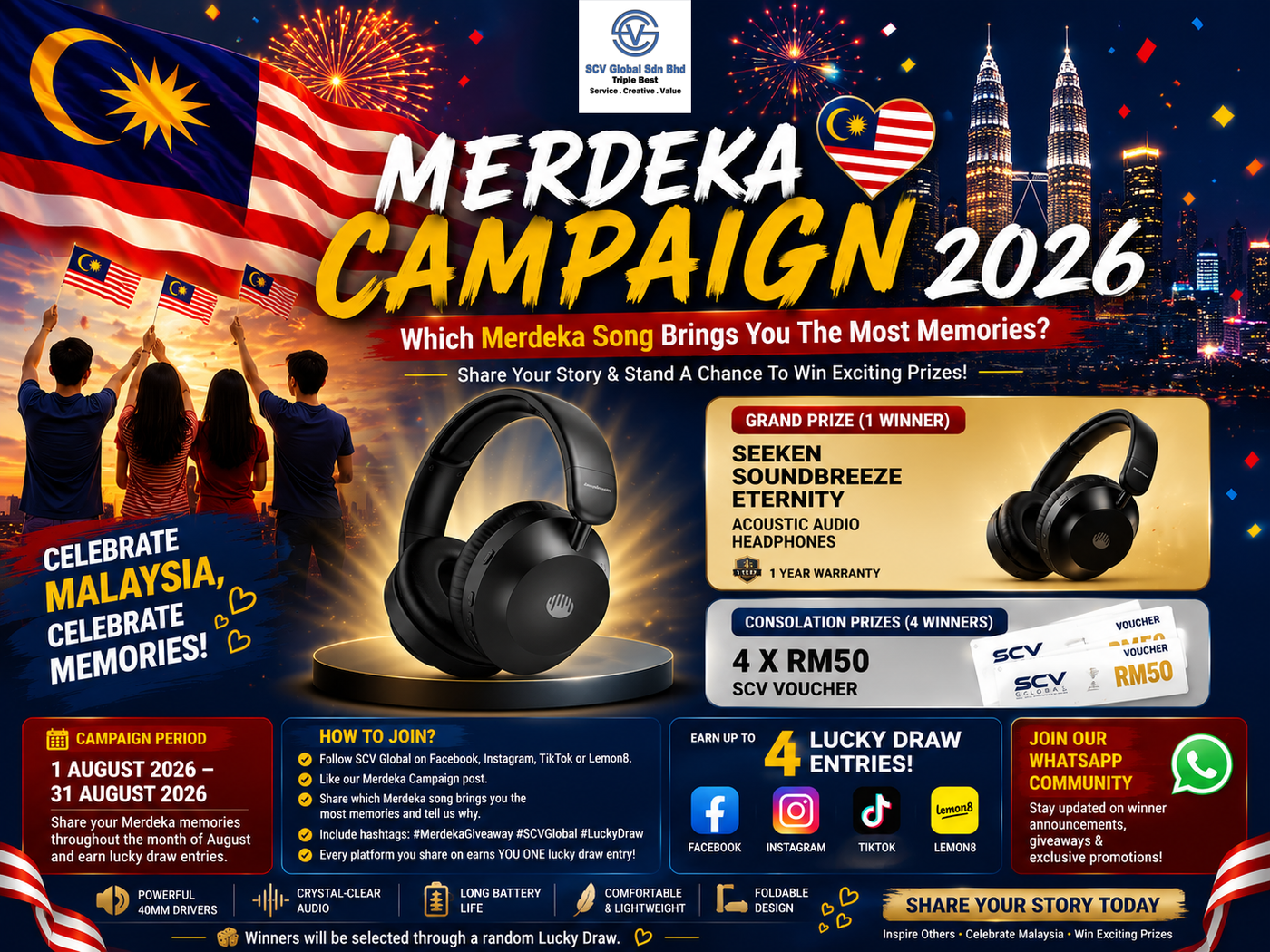 August Campaign | Merdeka Giveaway Campaign 2026 | Win Audio Headphones