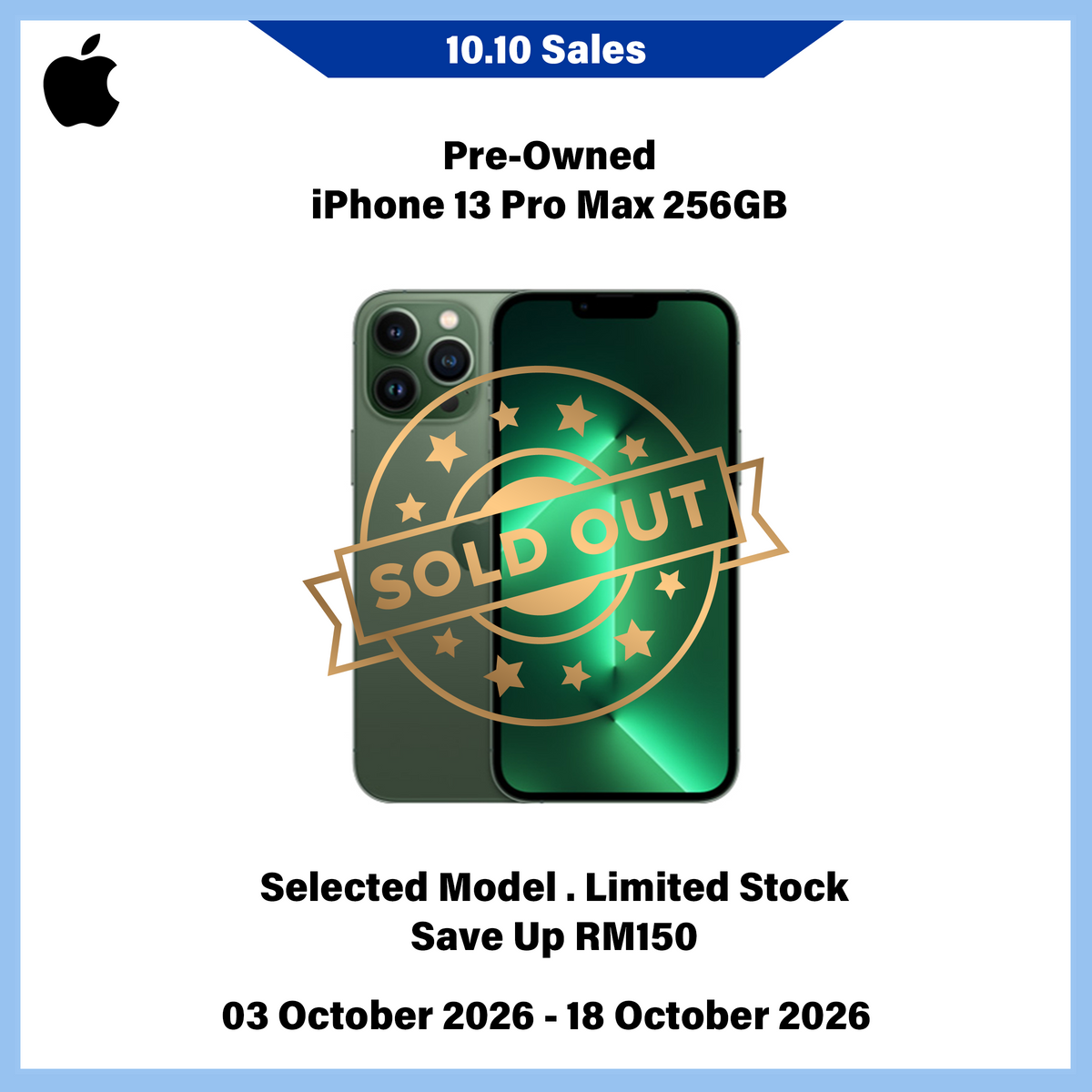 iPhone 13 Pro Max 256GB (Pre-Owned) - 10.10 Sales