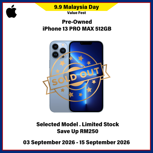 iPhone 13 Pro Max 512GB (Pre-Owned) - 9.9 Malaysia Day Value Fest