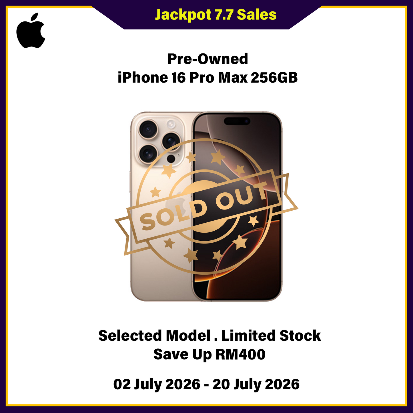 iPhone 16 Pro Max 256GB (Pre-Owned) - Jackpot 7.7 Sales