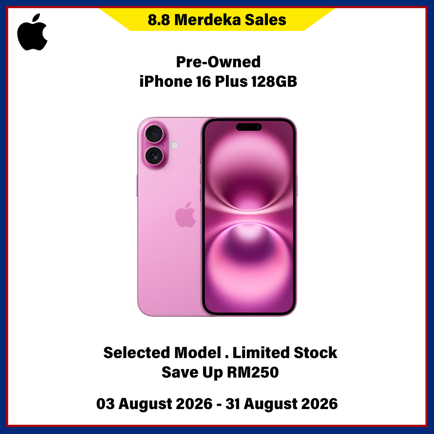 iPhone 16 Plus 128GB Ori SIM (Pre-Owned) - 8.8 Merdeka Sales