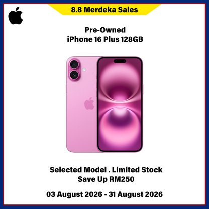 iPhone 16 Plus 128GB Ori SIM (Pre-Owned) - 8.8 Merdeka Sales