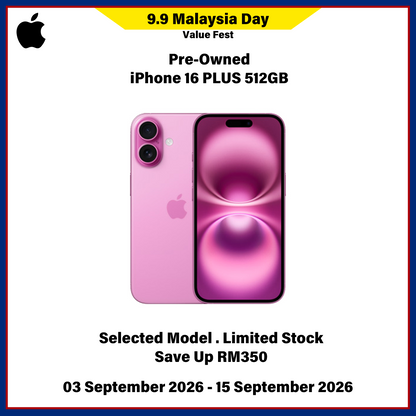 iPhone 16 Plus 512GB (Pre-Owned) - 9.9 Malaysia Day Value Fest