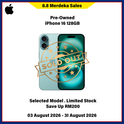 iPhone 16 128GB (Pre-Owned) - 8.8 Merdeka Sales