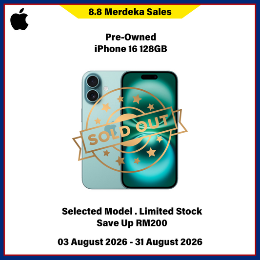 iPhone 16 128GB (Pre-Owned) - 8.8 Merdeka Sales