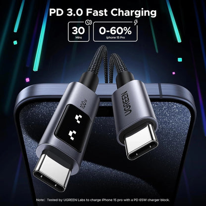 UGREEN UNO 100W PD USB-C to USB-C Cable Fast Charging 5A Nylon Braided Type C E-Marker Chip
