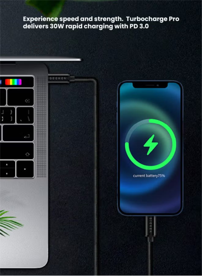 (For Add On) SEEKEN USB-C TO LIGHTNING 27W BRAIDED CABLE