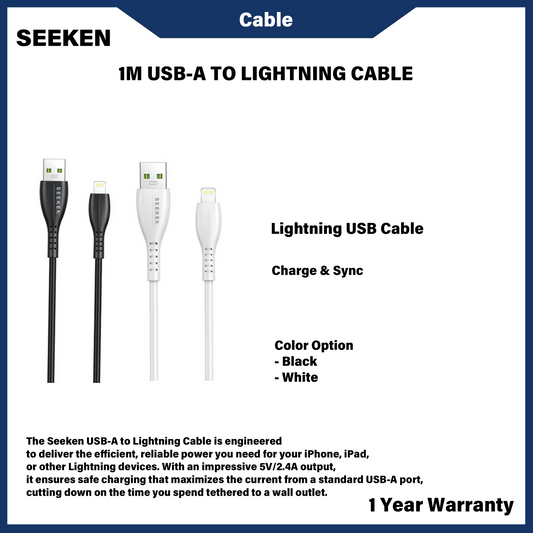SEEKEN 1M USB-A TO LIGHTNING CABLE (SC-1004)