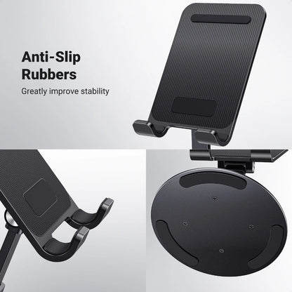 UGREEN Stand Desk Swivel 360° Rotating Phone Holder Height Adjustable Foldable Portable Travel Mount