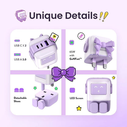 UGREEN 65W Nexode RobotGaN UK Plug USB C USB A 3Ports GaN Fast Charger