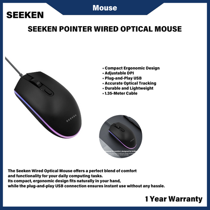 SEEKEN POINTER WIRED OPTICAL MOUSE (S-GY26)