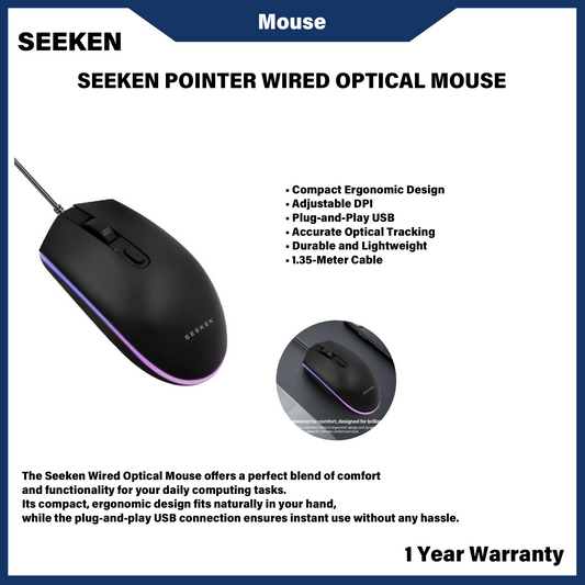 SEEKEN POINTER WIRED OPTICAL MOUSE (S-GY26)