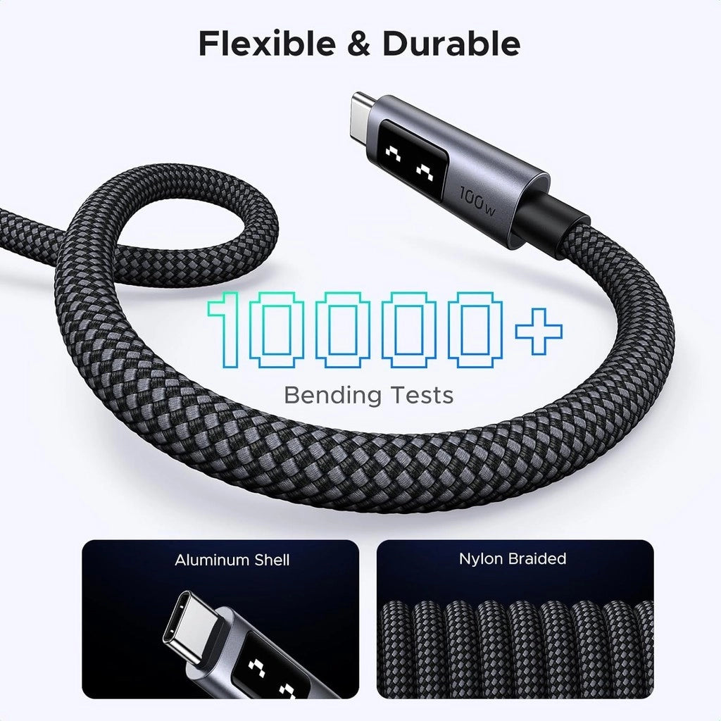 UGREEN UNO 100W PD USB-C to USB-C Cable Fast Charging 5A Nylon Braided Type C E-Marker Chip