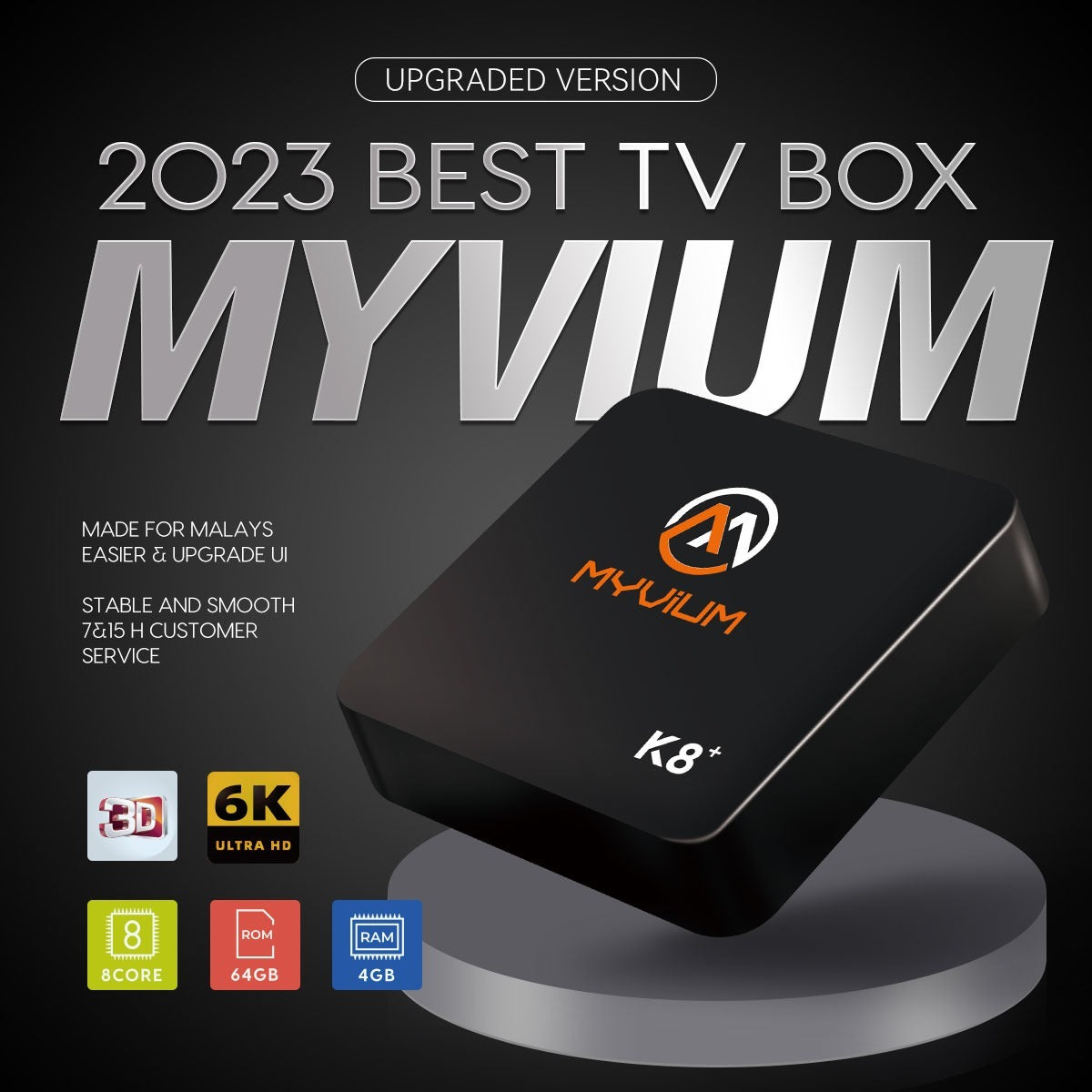 MYVIUM K8+ (4GB RAM + 64GB ROM) NEW Tv Box