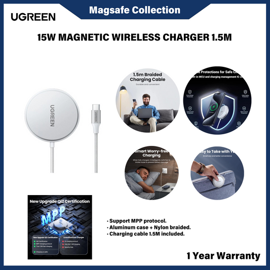 UGREEN 15W MAGNETIC WIRELESS CHARGER 1.5M (35565)
