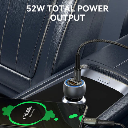 SEEKEN MaxCharge 52W Fast Dual Port Car Charger with USB-C to Lightning Braided Cable