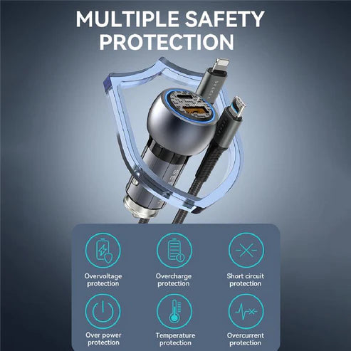 (For Add On) SEEKEN MaxCharge 52W Fast Dual Port Car Charger with USB-C to Lightning Braided Cable