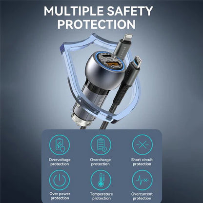 SEEKEN MaxCharge 52W Fast Dual Port Car Charger with USB-C to Lightning Braided Cable