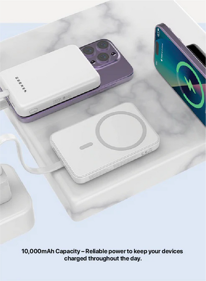 Bank kuasa SEEKEN MagPower 10000mAh dengan kabel USB-C terbina dalam 