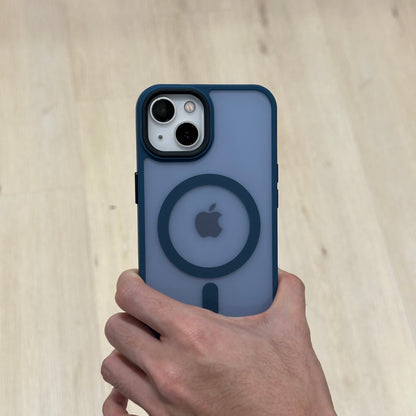 (Kombo) Sarung Jernih Simetri dengan Magsafe - Biru Laut 