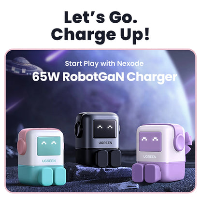 UGREEN 65W Nexode RobotGaN UK Plug USB C USB A 3Ports GaN Fast Charger