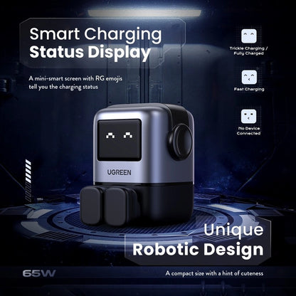 UGREEN 65W Nexode RobotGaN UK Plug USB C USB A 3Ports GaN Fast Charger