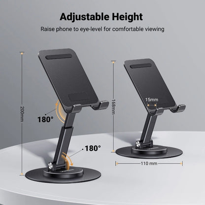 UGREEN Stand Desk Swivel 360° Rotating Phone Holder Height Adjustable Foldable Portable Travel Mount