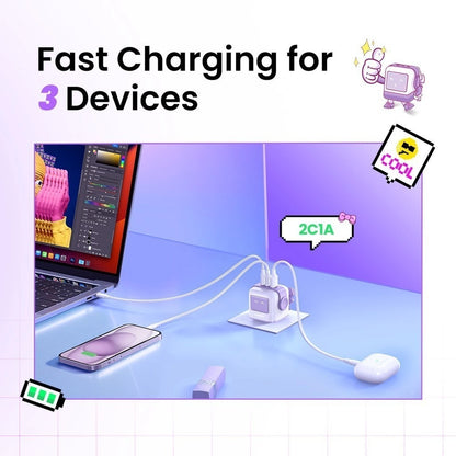 UGREEN 65W Nexode RobotGaN UK Plug USB C USB A 3Ports GaN Fast Charger