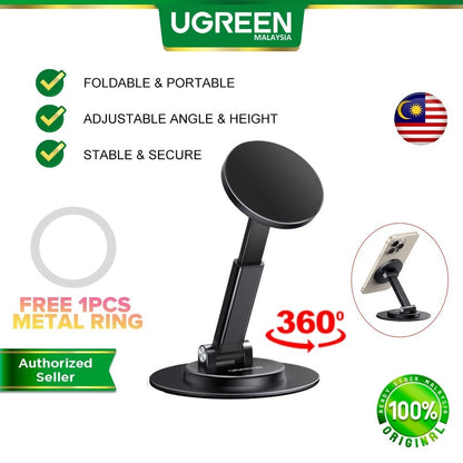 UGREEN Magnetic Phone Stand iPhone Holder Stand Adjustable Height with 360° Rotation Stable Foldable Portable Magsafe