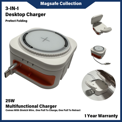3-IN-1 DESKTOP CHARGER - 25W MULTIFUNCTIONAL CHARGER (WHITE ORANGE) (3IN1DC)