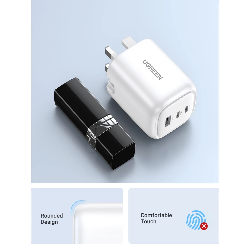 Pengecas Dinding Pantas UGREEN GaN 100W 2C UK Hitam 