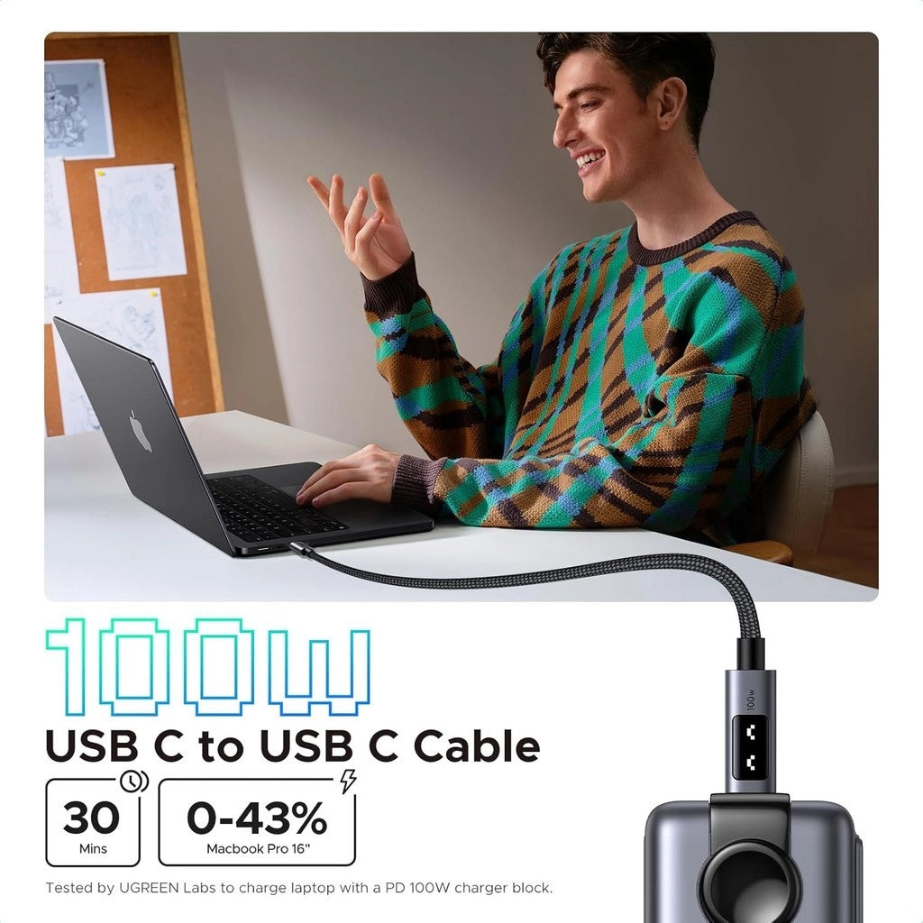 UGREEN UNO 100W PD USB-C to USB-C Cable Fast Charging 5A Nylon Braided Type C E-Marker Chip