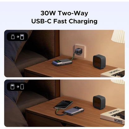 UGREEN Uno Power Bank Built In USB C Cable 10 000mAh 30W Fast Charging Battery Pack TFT Display Powerbank